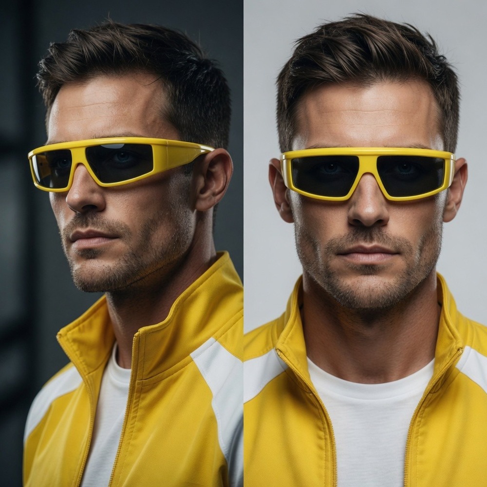 Fashion Yellow Wrap Around Shield Sunglasses Mens Sporty Futuristic Lentes Gafas